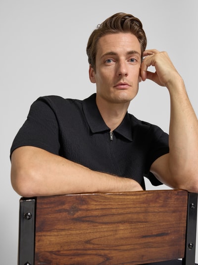 MCNEAL Regular fit poloshirt met korte ritssluiting Zwart - 3