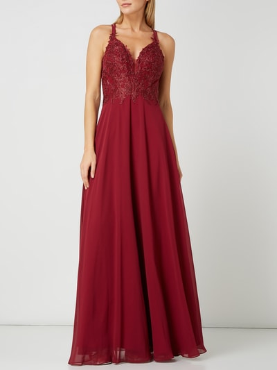 Luxuar Abendkleid mit Strasssteinen  Bordeaux 1