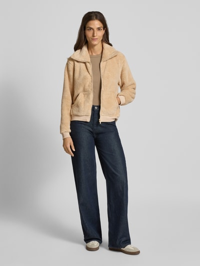 Tom Tailor Denim Bluza rozpinana o kroju regular fit z futerka Beżowy 1