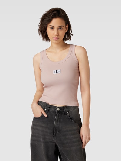 Calvin Klein Jeans Top met bandjes in riblook Oudroze - 4