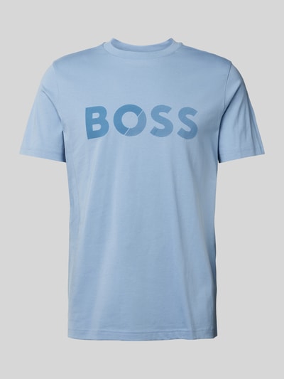 BOSS Green T-Shirt mit Label-Print Hellblau 1