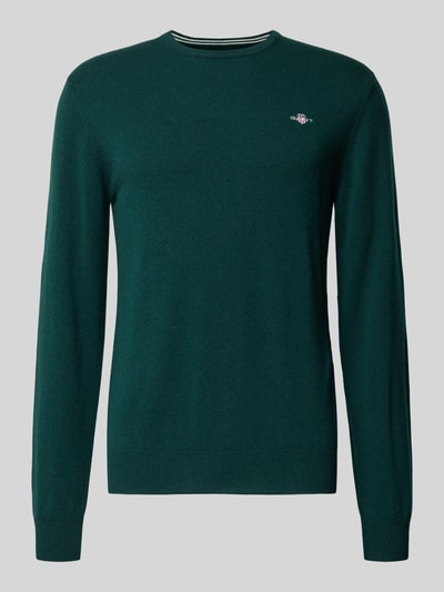 Gant Strickpullover aus reiner Lammwolle mit gerippten Abschlüssen Dunkelgruen 2
