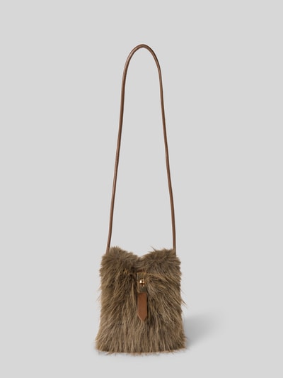 Productfoto, Crossbody Bag uit imitatiebont met smalle schouderriem en siergesp, model 'Lusi' van ZABAIONE, 18x22x4 cm, schouderriem 150 cm