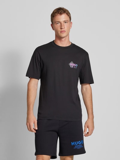 Hugo Blue T-Shirt mit Label-Print Modell 'Nepory' Black 4