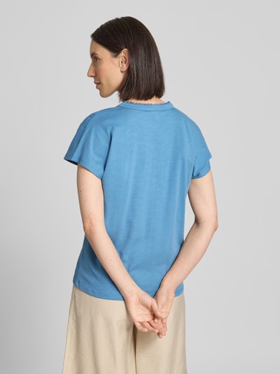 More & More T-Shirt mit Tunikakragen und Häkelspitze Rauchblau 5