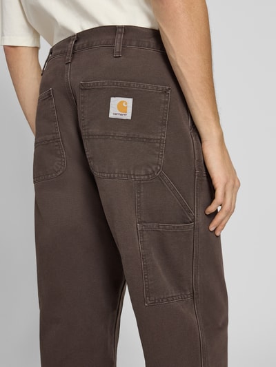 Carhartt Work In Progress Straight Leg Jeans mit Ziernähten Modell 'DOUBLE KNEE' Dunkelbraun 3