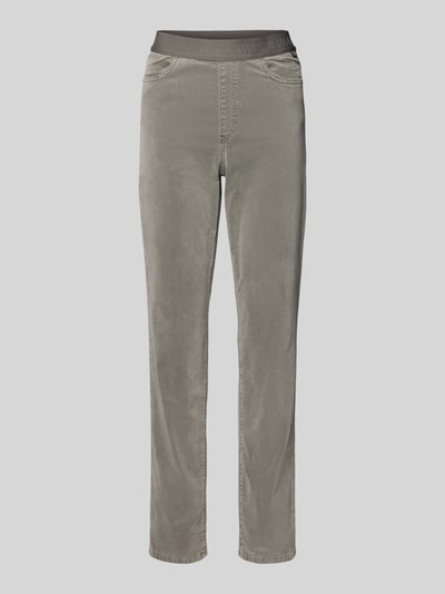 Marc Cain Stoffhose mit elastischem Logo-Bund Hellgrau 2