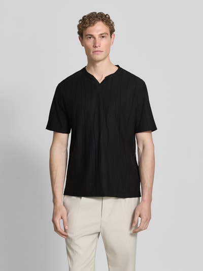 Antony Morato T-shirt met structuurpatroon en V-hals Zwart - 4