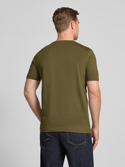 Fynch-Hatton T-shirt met ronde hals en labelstitching Olijfgroen - 5