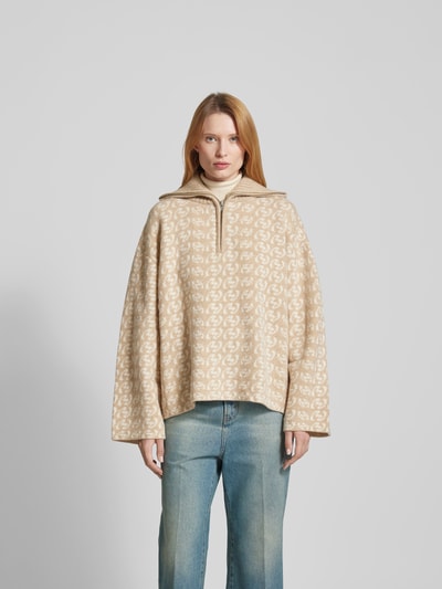 Holzweiler Pullover mit kurzem Reißverschluss Beige 4