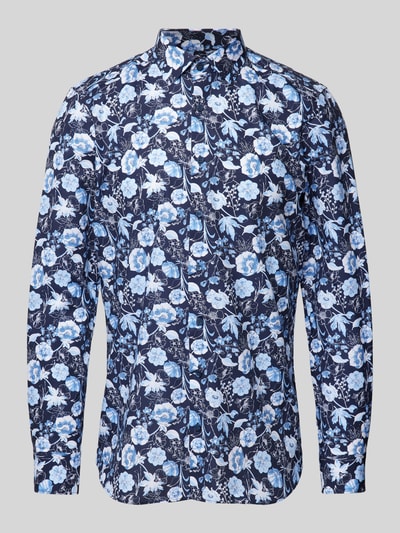 OLYMP Level Five Body fit zakelijk overhemd met bloemenprint, model 'Taviano' Marineblauw - 2