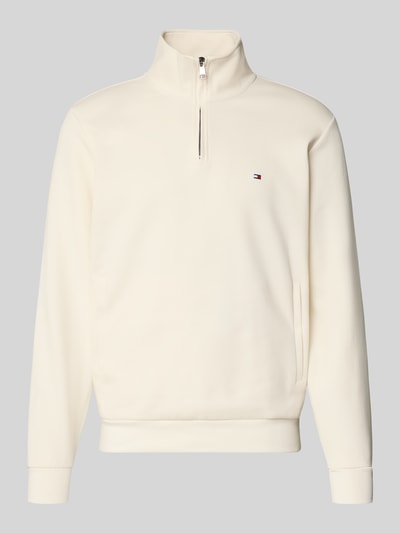 Produktfoto, Regular Fit Troyer aus Baumwoll-Mix von Tommy Hilfiger mit Optik: Unifarben, Label-Stitching-Applikation, Reißverschluss, Langarm, gerippter Ärmel- und Rumpfabschluss, glatte Struktur