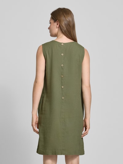FREE/QUENT Knielanges Leinenkleid mit Rundhalsausschnitt Modell 'LAVA' Khaki 5