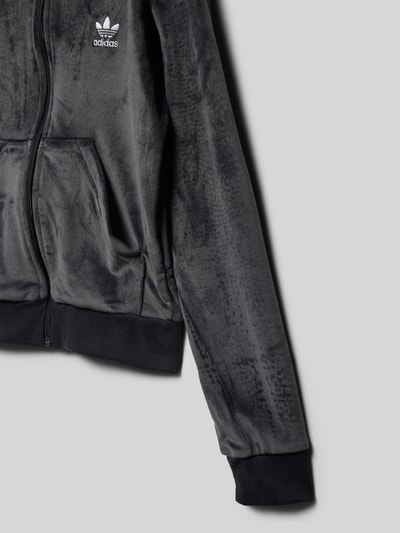 adidas Originals Bluza rozpinana z weluru z wyhaftowanym logo Czarny 2