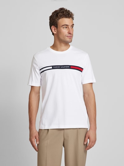 Tommy Hilfiger Regular fit T-shirt met labelstitching Wit - 4