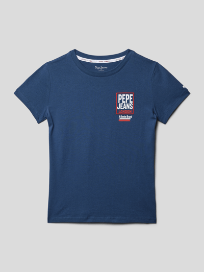 Pepe Jeans T-Shirt mit Label-Print Modell 'BENNY' Marineblau 1