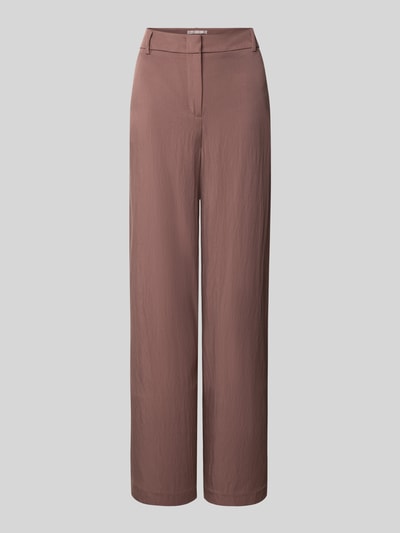 Produktfoto, Hose mit französischen Eingrifftaschen von Christian Berg Woman Selection, brązowy kolor, krój loose fit, szeroka nogawka, materiał wiskozowy, zapięcie na haczyk i zamek, kieszenie z przodu i z tyłu, Szerokość w rozmiarze 36: 39 cm, długość nogawki od wewnątrz: 81 cm