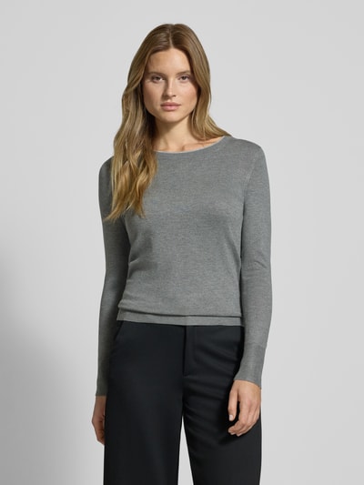 Christian Berg Woman Sweter z dzianiny z prążkowanymi wykończeniami Srebrny melanż 4