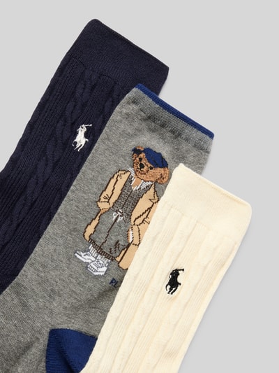 Polo Ralph Lauren Sokken met labelstitching in een set van 3 paar Donkerblauw - 2