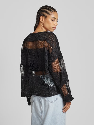 EDITED Gebeide pullover met losse pasvorm, model 'Frantje' Zwart - 5