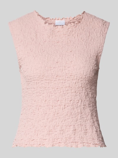 Produktfoto, Top mit Strukturmuster und Rundhalsausschnitt von Jake*s Collection, Baumwoll-Mix mit Stretch-Anteil, Slim Fit, rosa, feine Textur