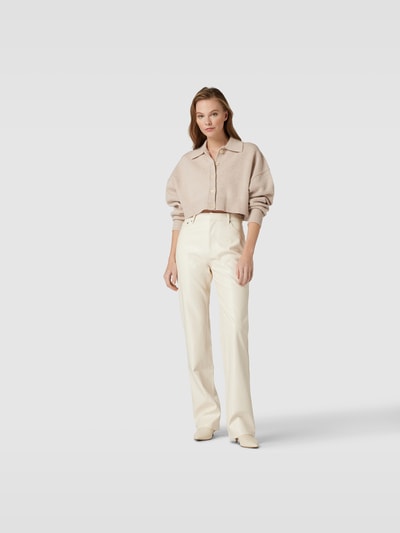 Filippa K Cropped Strickjacke mit Knopfleiste Taupe Melange 1