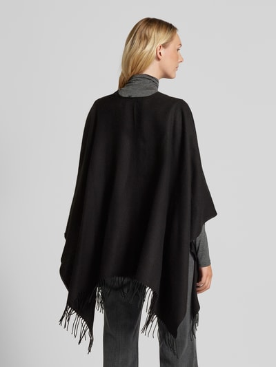 Fraas Poncho met rafels, model 'Cashmink' Zwart - 5