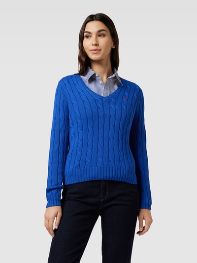Polo Ralph Lauren Sweter z dzianiny z wzorem warkocza Królewski niebieski 4