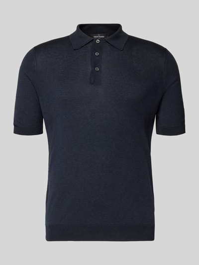 Gran Sasso Slim Fit Poloshirt aus reiner Seide Marine 2