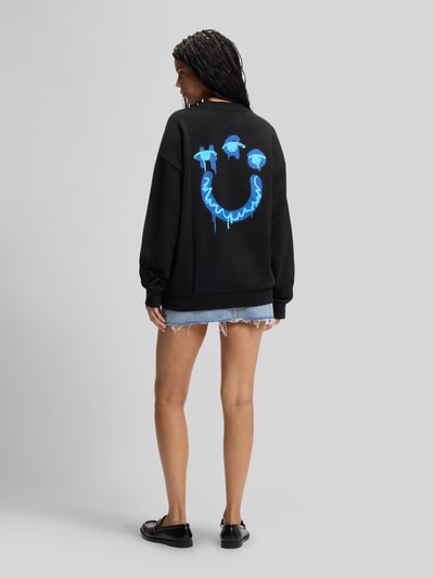 HUGO Blue Regular Fit Sweatshirt mit Happy Hugo Print Black 6