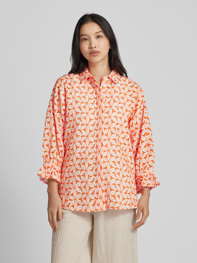 Christian Berg Woman Bluse mit Allover-Muster Neon Orange 4