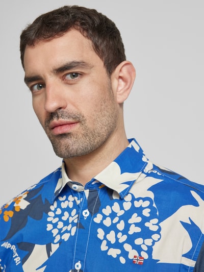 Napapijri Koszula casualowa o kroju slim fit z wyhaftowanym logo Niebieski 3