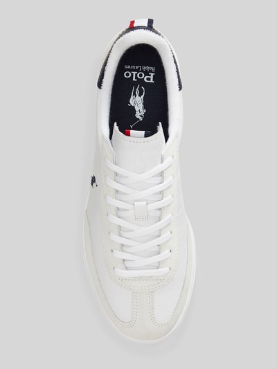 Produktfoto, Low Top Sneaker aus echtem Leder von Polo Ralph Lauren, efekt: jednolity kolor, zaokrąglony nosek, płaska podeszwa, nadruk z logo, pętelka do zakładania, detal w kontrastowym kolorze, fakturowana podeszwa, wykończenie: skóra gładka, welur, naturalna skóra