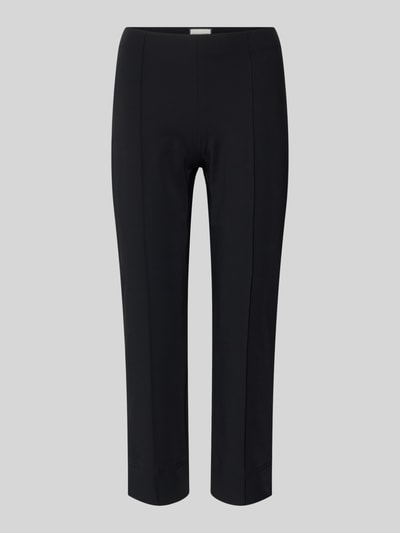 Produktfoto, schwarze Caprihos mit Längsnähten Modell 'CAPRI' von SEDUCTIVE, Materialmix mit Baumwolle, Regular Fit, vor grauem Hintergrund