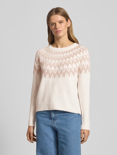 Only Sweter z dzianiny o kroju regular fit ze wzorem norweskim model ‘FRY’ Écru melanż 4