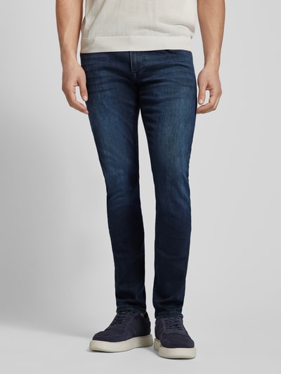 CARS JEANS Slim fit jeans in used-look, model 'BATES' Donkerblauw gemêleerd - 4