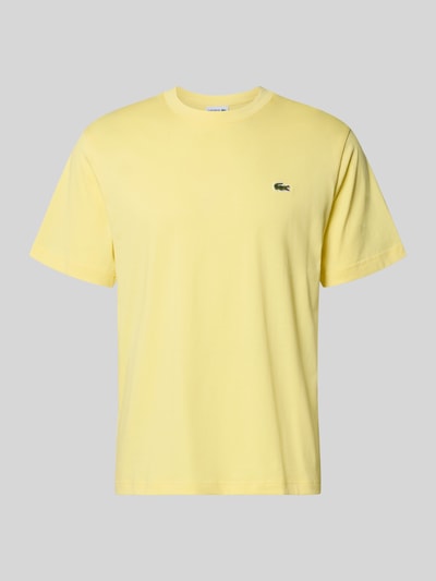 Produktfoto, Regular Fit T-Shirt aus reiner Baumwolle von Lacoste, efekt: jednolity kolor, krój regular fit, okrągły dekolt, krótki rękaw, aplikacja z wyhaftowanym logo, naszywka z logo, czysta bawełna