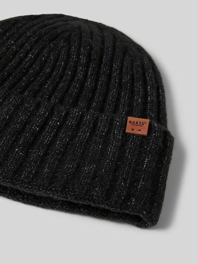 Barts Beanie met labeldetail, model 'WYON' Zwart - 2