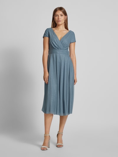 Vera Mont Midikleid mit V-Ausschnitt und Taillenband Hellblau 4