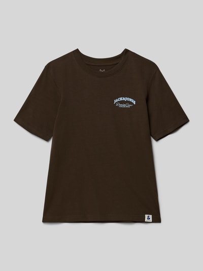Jack & Jones T-shirt met labelprint Chocoladebruin - 1