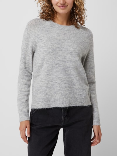 Selected Femme Pullover met alpaca, model 'Lulu' Lichtgrijs gemêleerd - 4