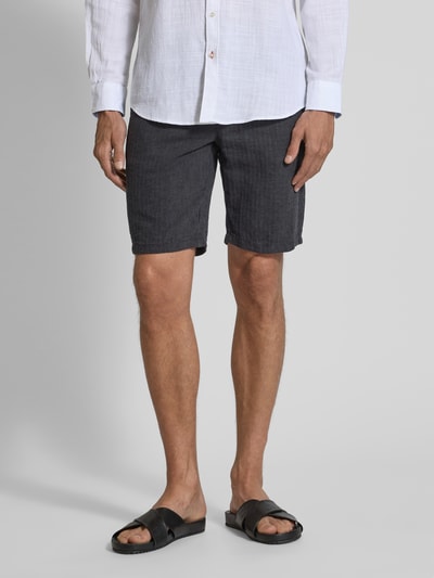 Lindbergh Regular Fit Bermudas aus Baumwoll-Leinen-Mix Black 4