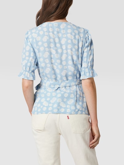 Tom Tailor Denim Wikkelblouse met all-over bloemenmotief Lichtblauw - 5