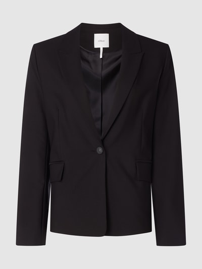 s.Oliver BLACK LABEL Blazer van pure viscose met reverskraag Zwart - 1