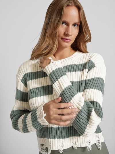 Vero Moda Langarmpullover mit Rundhalsausschnitt Modell 'MERCER' Schilf 3