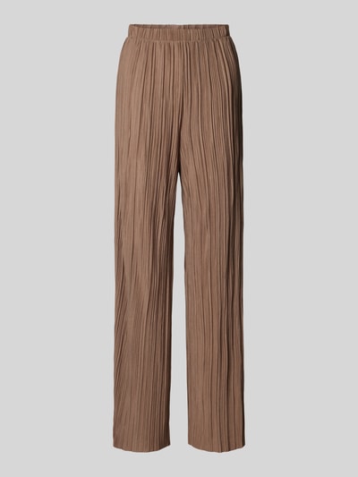 Vila Wide leg stoffen broek met plissévouwen, model 'PLISA' Cognac - 2