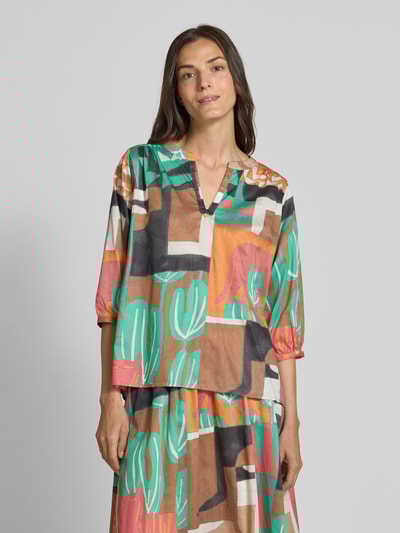 Milano Italy Regular fit blouse met 3/4-mouwen Zwart - 4