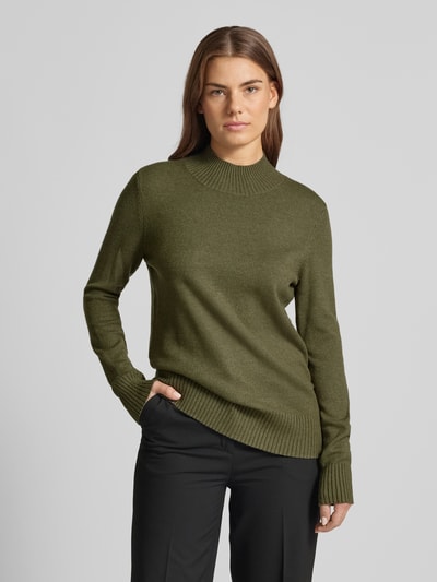 Christian Berg Woman Strickpullover mit gerippten Abschlüssen  Oliv Melange 4