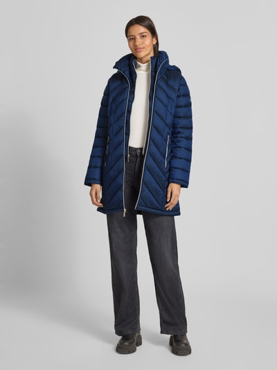 MICHAEL Michael Kors Gewatteerde lange jas met opstaande kraag, model 'Longline' Marineblauw - 1