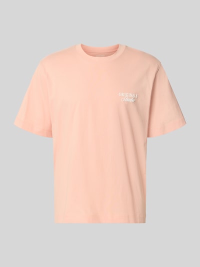 Produktfoto, T-Shirt mit Statement-Print Modell 'NORREBRO' von Jack & Jones in zartem Rosa, Reine Baumwolle, Gerader-Schnitt, Rundhalsausschnitt.